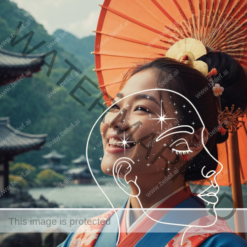 Smiling Shinto woman