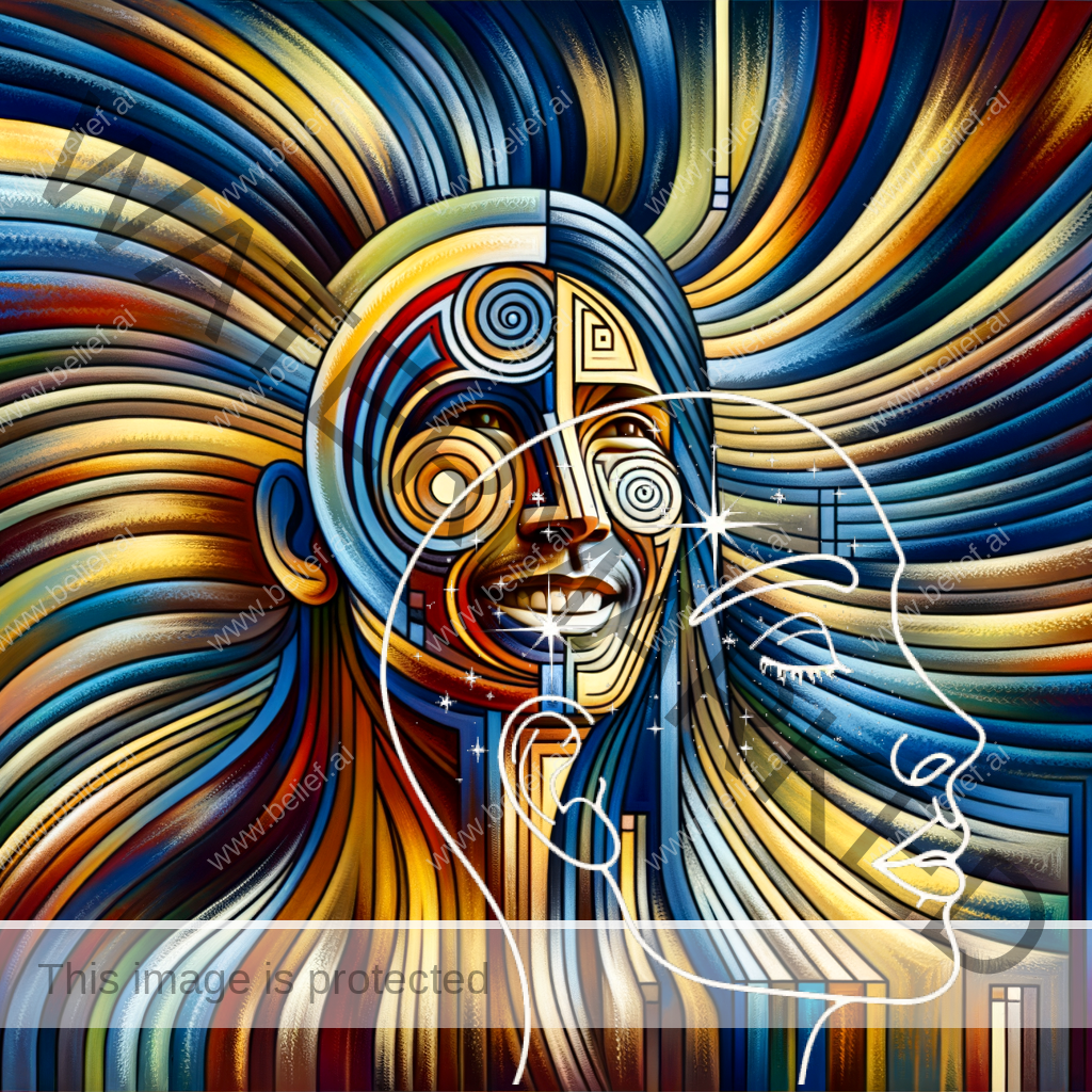 Abstract image of a young Native American Indian man who looks enthusiastically to the future.